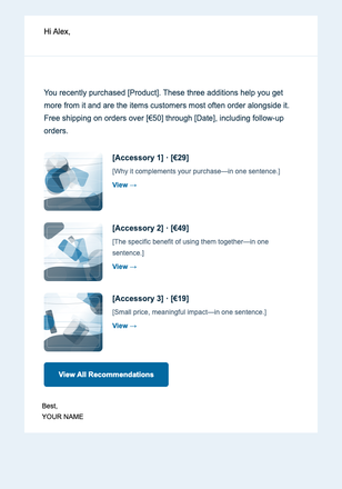 Cross-Selling email design preview