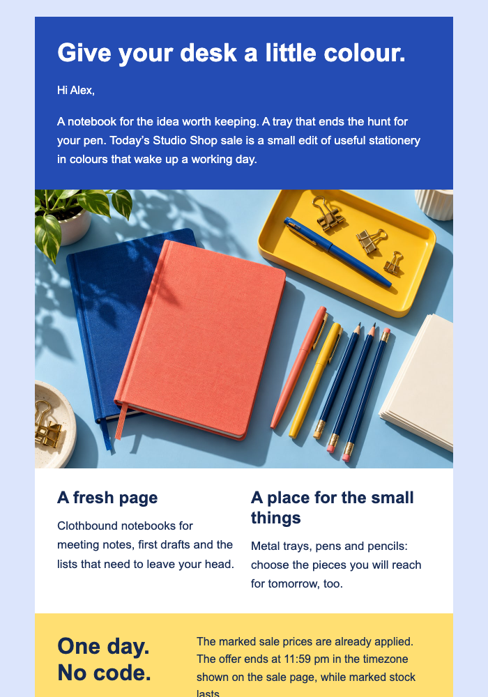 Today Only Flash Sale email design preview