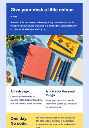 Today Only Flash Sale email design preview