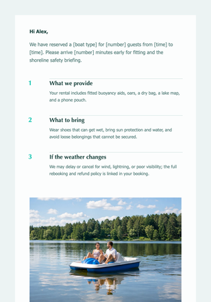 Your Lake Boat Is Reserved email design preview