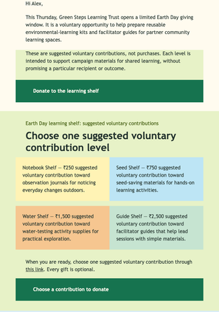 Earth Day Learning Shelf email design preview