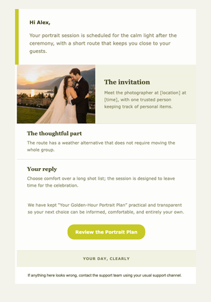 Your Golden-Hour Portrait Plan email design preview