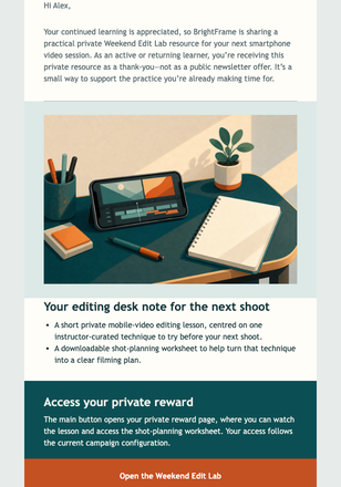 Weekend Edit Lab Reward email design preview