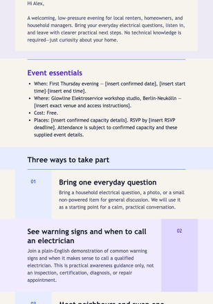 Neighbourhood Safety Night Invite email design preview