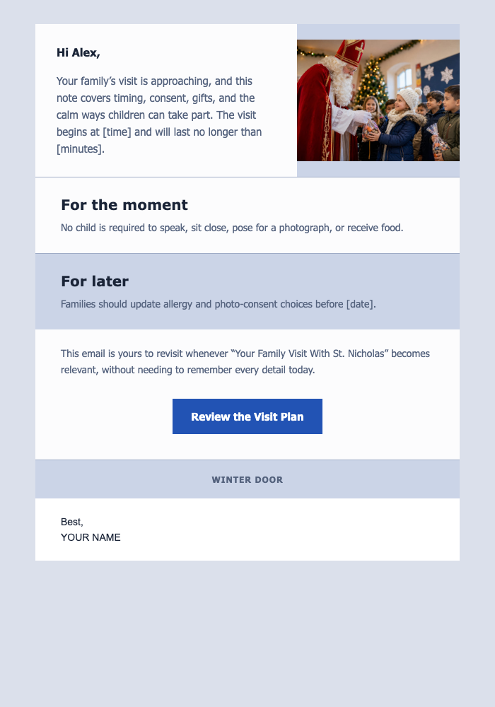 Your Family Visit With St. Nicholas email design preview