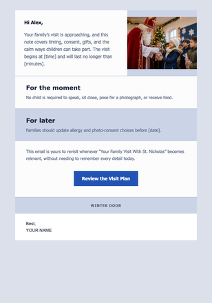 Your Family Visit With St. Nicholas email design preview