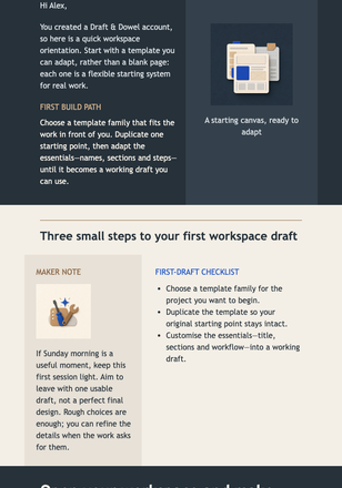Sunday Studio Start email design preview