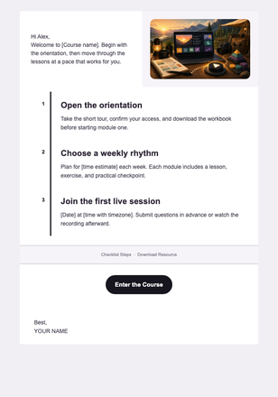 Your Online Course Starts Here — Online Course Creators email design preview