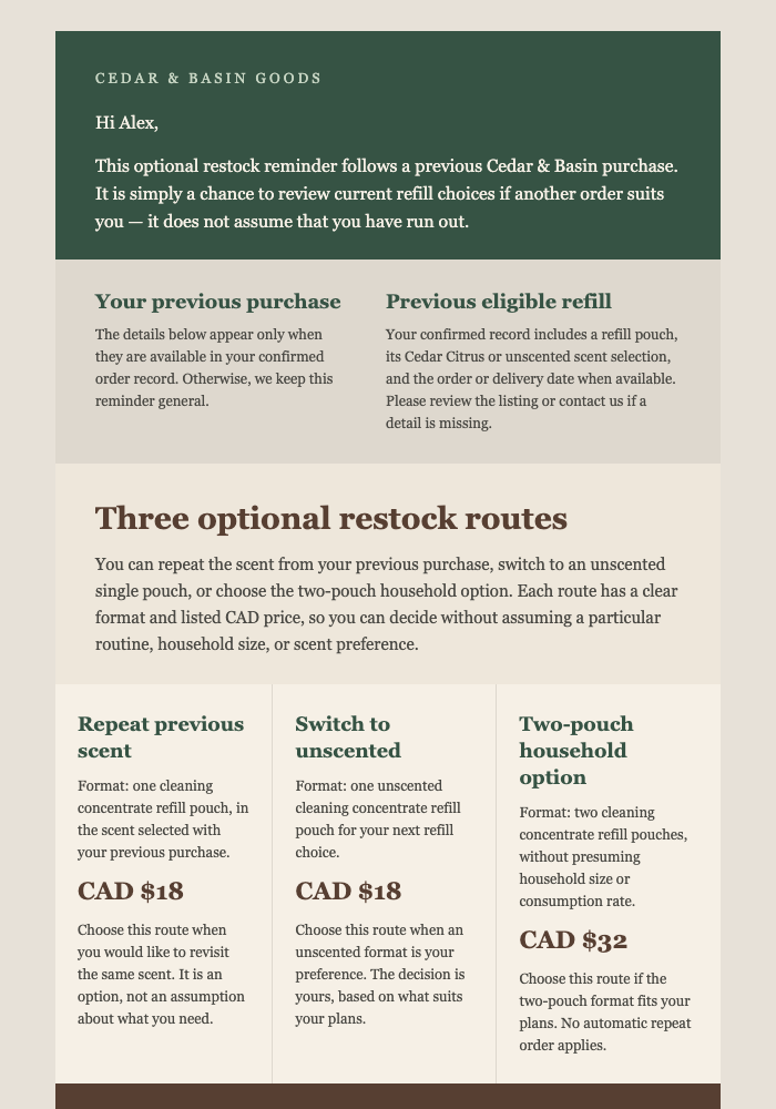 Reflective Refill Review email design preview
