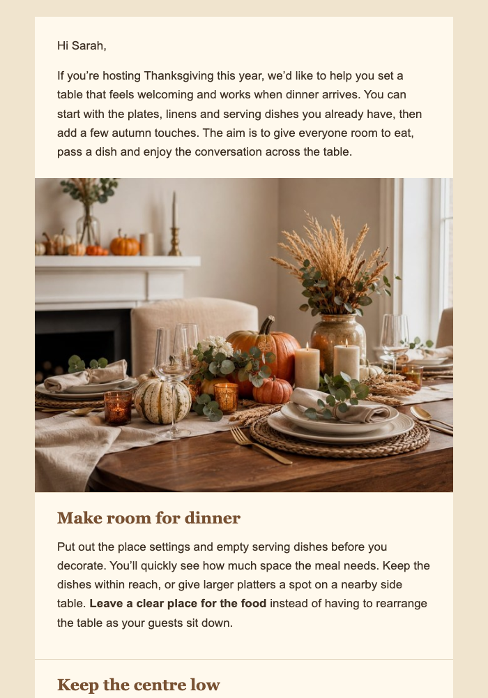 Set a Thanksgiving Table You Can Use email design preview