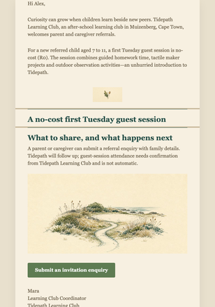 Thoughtful Referral Invitation email design preview