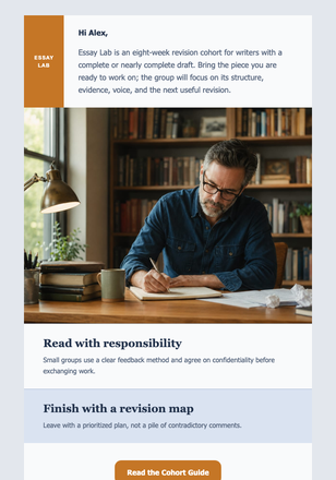 Essay Lab New Cohort email design preview
