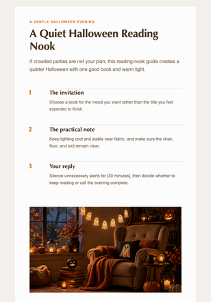 A Quiet Halloween Reading Nook email design preview