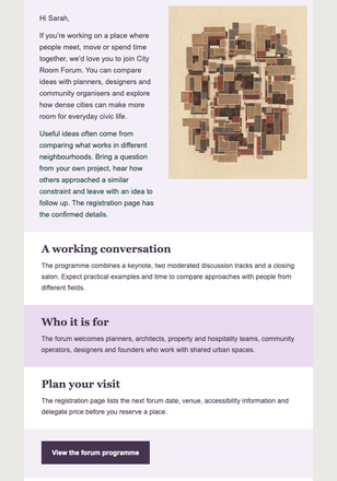 City Forum Registration Poster email design preview