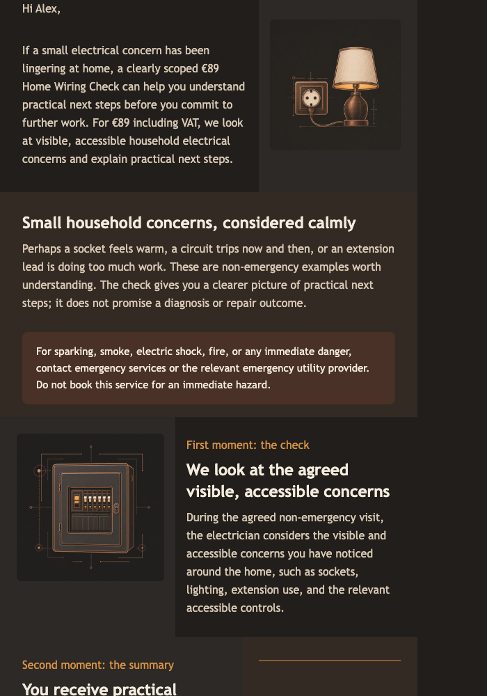 Sunday Home Wiring Check email design preview