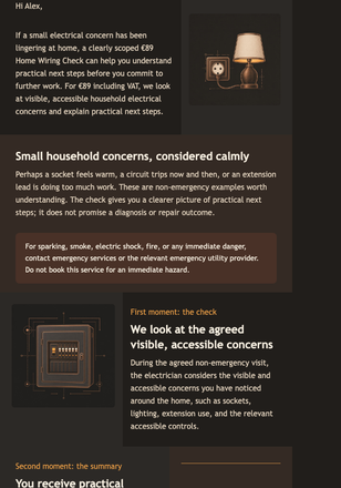 Sunday Home Wiring Check email design preview