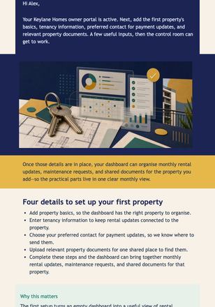 Owner portal setup email design preview