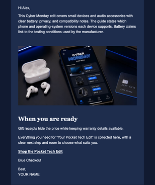 Your Pocket Tech Edit email design preview