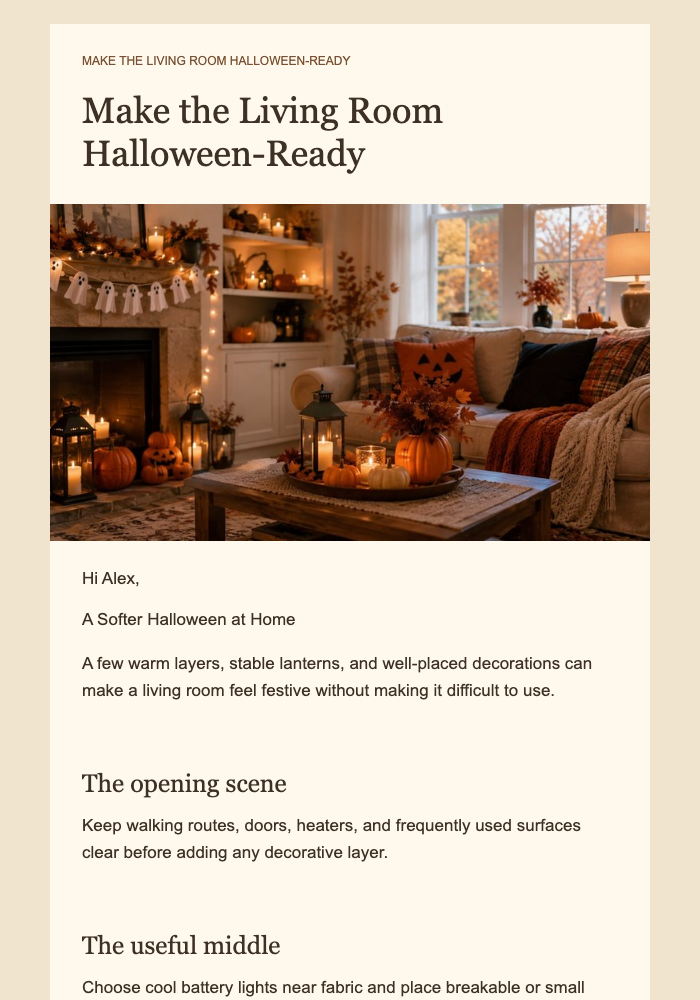 Make the Living Room Halloween-Ready email design preview
