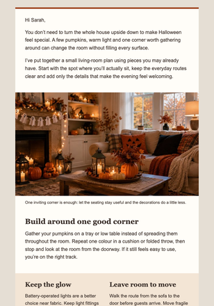 Make the Living Room Halloween-Ready email design preview