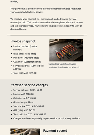 Paid Electrical Invoice Receipt email design preview