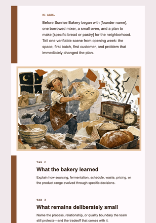 Four A.M. Flour and a Very Bad Radio email design preview
