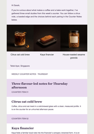 Thursday Counter Notes email design preview