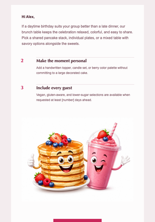 The Birthday Brunch Table email design preview