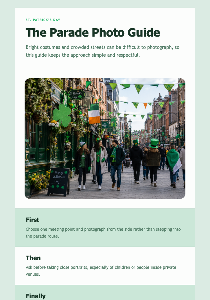 The Parade Photo Guide email design preview