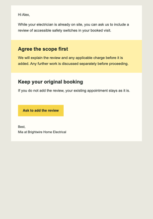 Add a Safety Switch Review email design preview