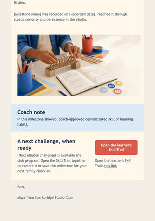 Skill Trail Milestone email design preview