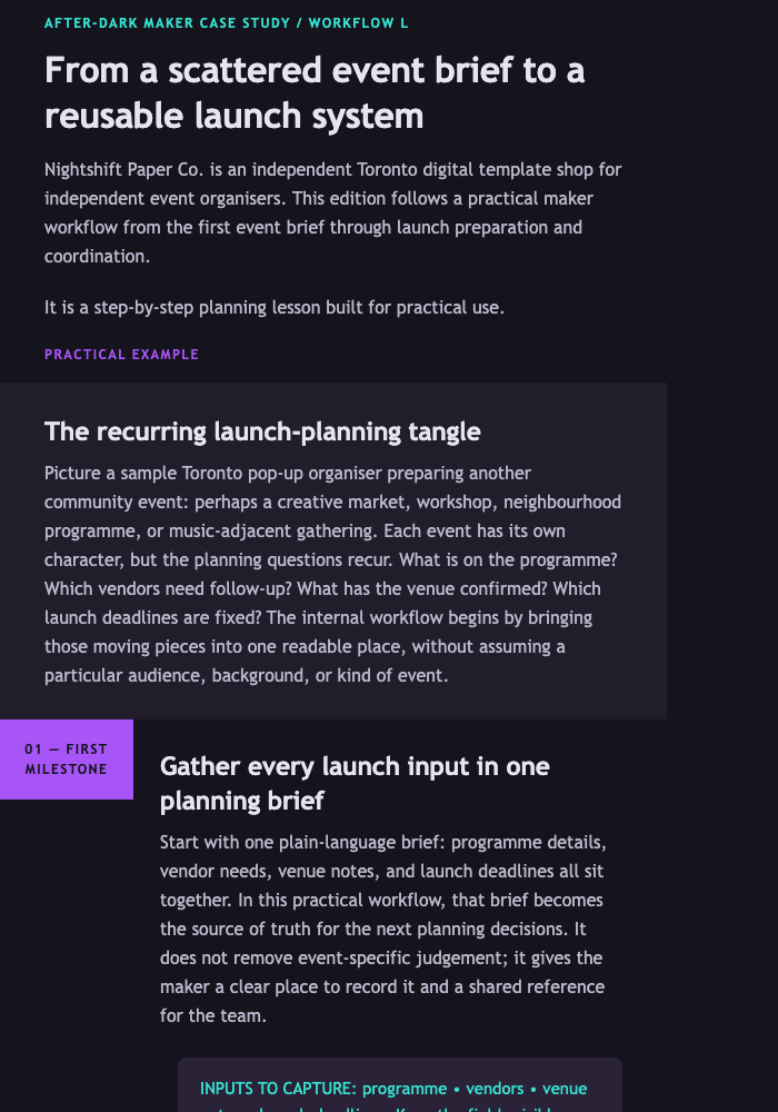 After-Dark Event Workflow Case Study email design preview