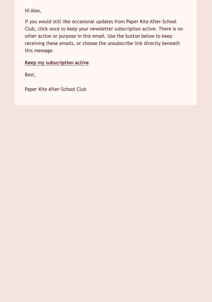 Keep Your Paper Kite Updates email design preview