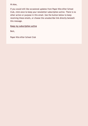 Keep Your Paper Kite Updates email design preview