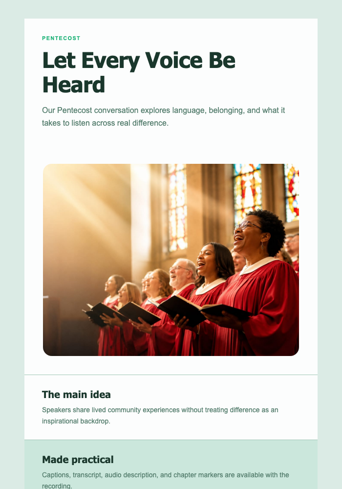 Let Every Voice Be Heard email design preview