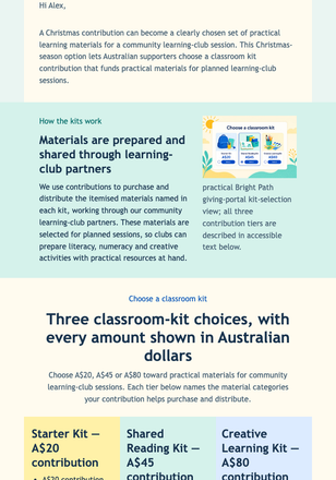 Christmas Classroom Kit Catalogue email design preview