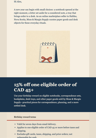 Birthday Desk Reward email design preview