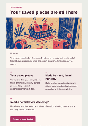 Your Earrings Are Still Waiting Politely email design preview