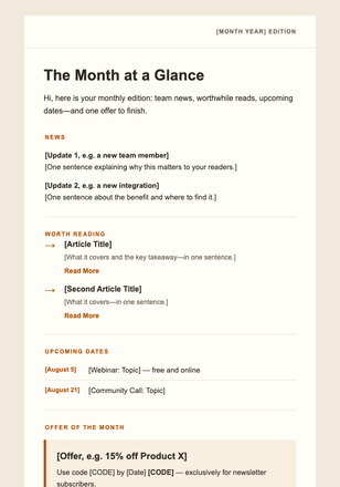 Monthly Newsletter email design preview