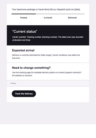 Your Delivery Is on the Way — Travel & Hospitality email design preview
