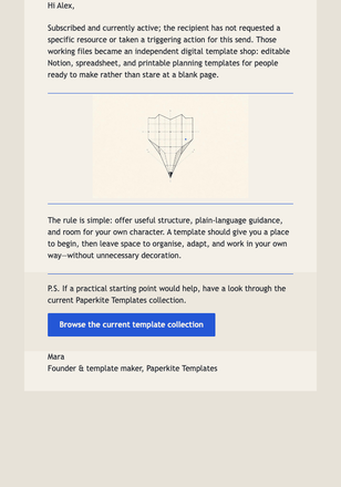 A Note from the Template Bench email design preview