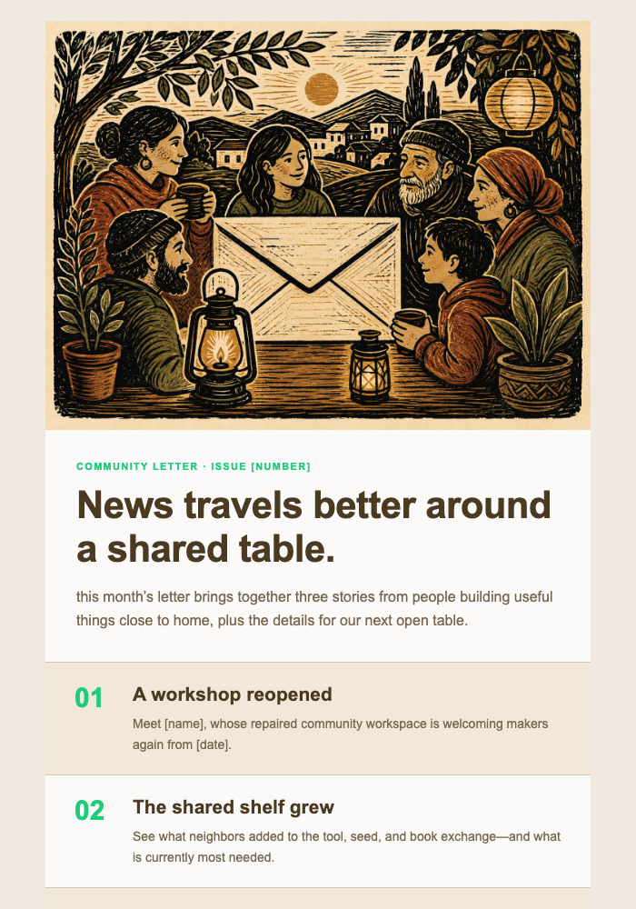The Lantern Table Community Letter email design preview