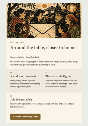 The Lantern Table Community Letter email design preview