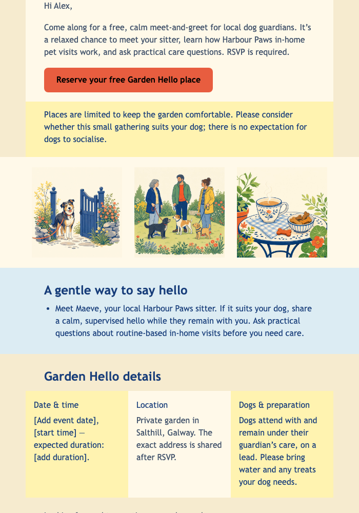 Garden Hello RSVP email design preview