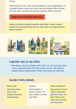 Garden Hello RSVP email design preview