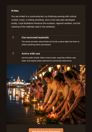 Loy Krathong River Evening email design preview