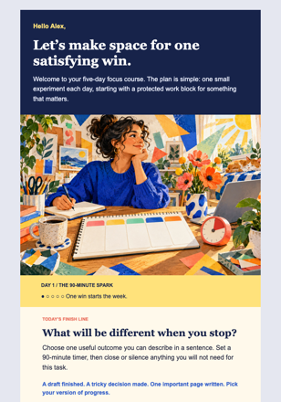 Your Deep-Work Week Begins email design preview