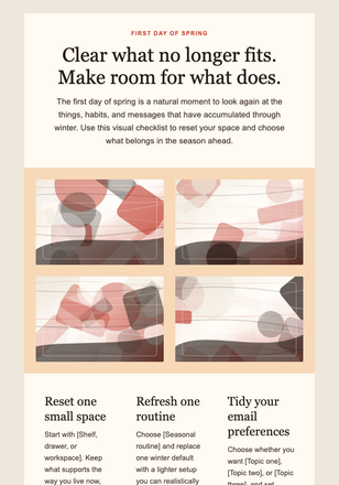 Spring Clean Your Space and Subscriber List email design preview