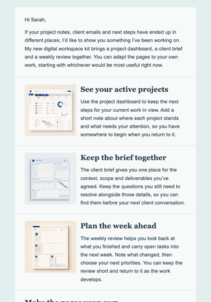 Studio Template Dispatch email design preview