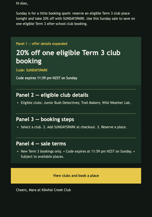 Sunday Club Spark Sale email design preview